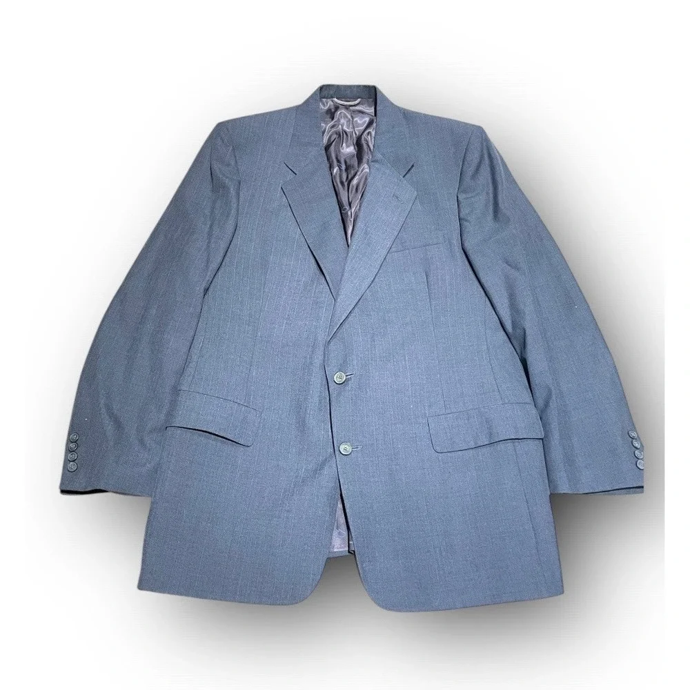 Vintage Christian Dior Monsieur Mens Light Gray Pinstripe Blazer Jacket USA Read
